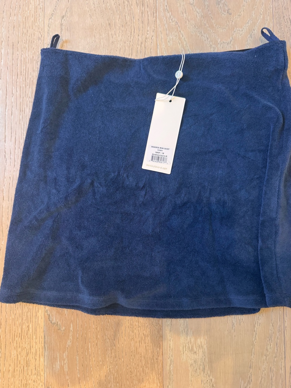 Suzi Kondi Navy Terry Makros Mini Skirt Fabric